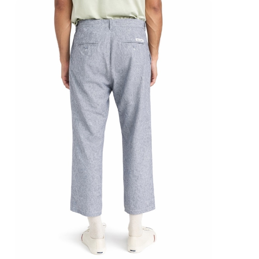 NWT! Banks Journal Blue/White “Saint” Linen Cotton Slight Cropped Pants Size 36 - Picture 3 of 13